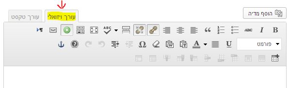 לשונית עורך ויזואלי של וורדפרס